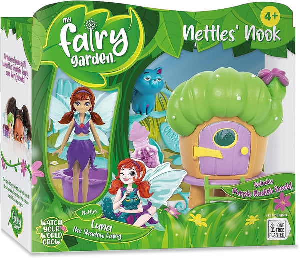 Nettles’ Nook Mini Terrarium Kit with Shadow Fairy & Cat Doll for Kids Aged 4 and Up