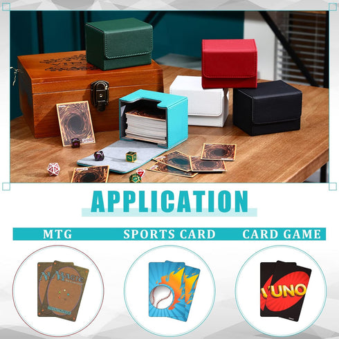 Weewooday 5 100 5 Pcs Leather Deck Card Boxes Large Size Deck Game Holder Storage Box Fit Plus Sleeved Cards Compatible