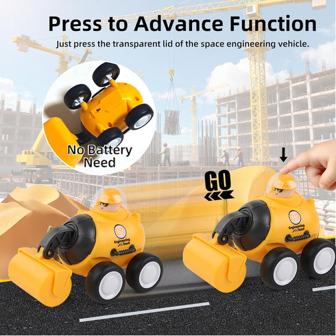 IOMDRWU 2 3 4 5 18 Construction Toys for Years Old Boy Girl Kid Toddler,Press to Go Engineering Friction Inertia Car
