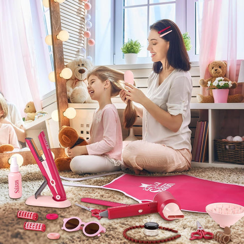 Set GAGAKU Pretend Hair Salon Toys for Girls,Pretend Makeup for Toddlers Dress Up Beauty Salon Stylist Kit with Hair