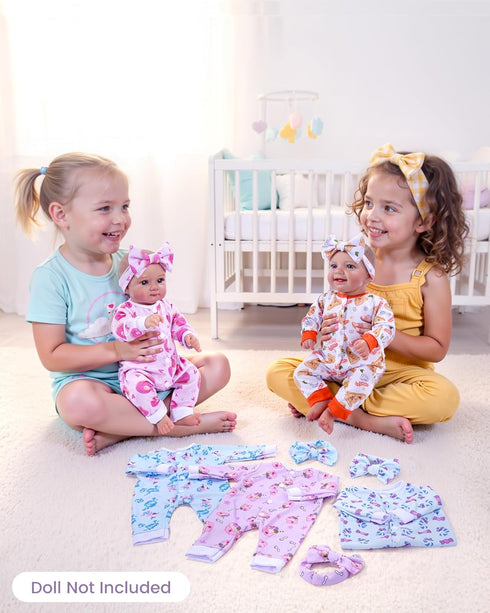 17-22 Inch 5 Sets BABESIDE Reborn Baby Doll Clothes for Dolls, Baby Doll Clothes Outfits Accessories - Romper Suit