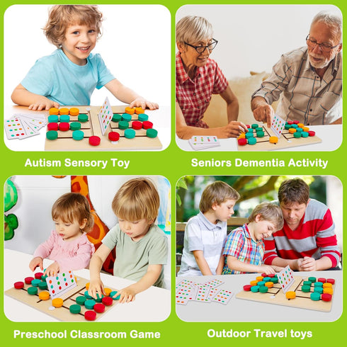 AugToy Montessori Color Matching Learning Toys – Sliding Puzzle for Kids Age 3-7 – Educational Wooden Toddler Travel