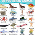 MOEAWS 20 3+, Pcs Ocean Animal Toy with Educational Booklet, Plastic Sea Animal with Gift Box, Mini Sea Creature