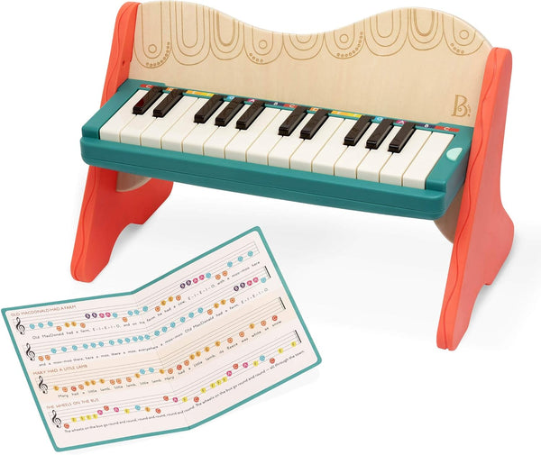 B. toys Wooden Toy Piano for Toddlers, Kids Color Coded Keys with