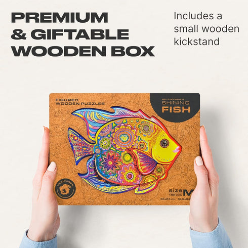 196 12.6 9.6 Inches (32 24 cm) Packaging, UNIDRAGON Original Wooden Puzzle Shiny Fish, Pieces, Medium x x Beautiful