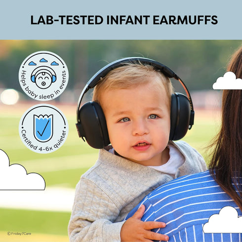 Baby Travel Noise-Cancelling Earmuffs - Adjustable Headband Infant Ear Protection Headphones for 0-24 Months