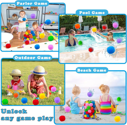 100Pcs Soft Reusable Water Splash Balls, 2.4 Inch Soaker Ball Toys for Kids, Beach Pool Games with 1 Mesh Bag