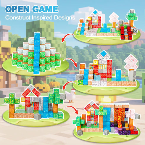 200PCS Set, 4 5 6 7 8 10 Magnetic Blocks Building Blocks for Kids, Magnetic Tiles Build World Magnetic Cubes Toys Games