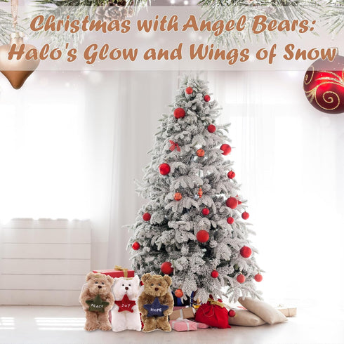 Plushland Angel Bears, 6 Inches, Soft Stuffed Animal with White Wings and Halo, Gift for Christmas