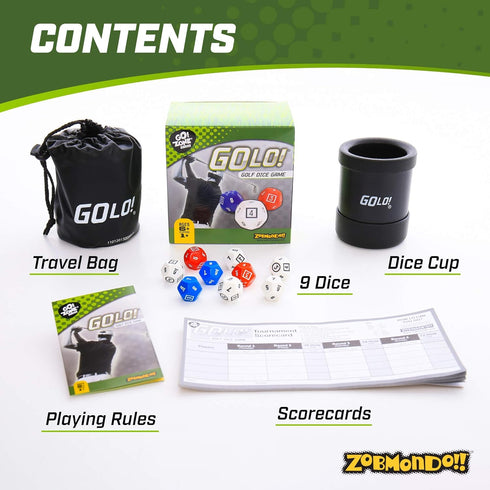Zobmondo!! GOLO Golf Dice Game for Golfers, Families, Portable Fun for Home, Travel, Beach