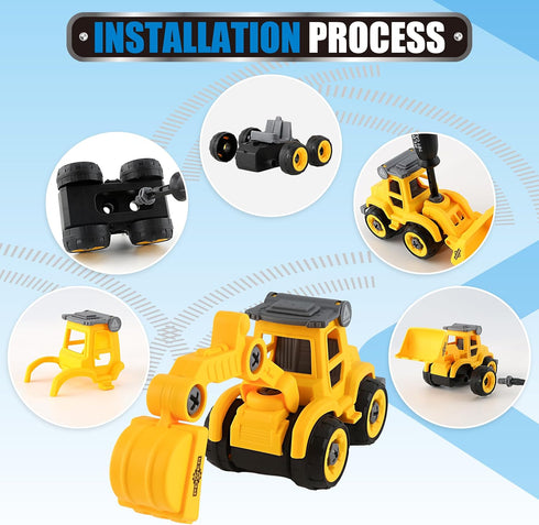 YIDESTARS 4 1 8 6 3lbs 3-6 Construction Sandbox with Lid - Vehicles with Conveyor, Castle Molds, Figures & Moldable
