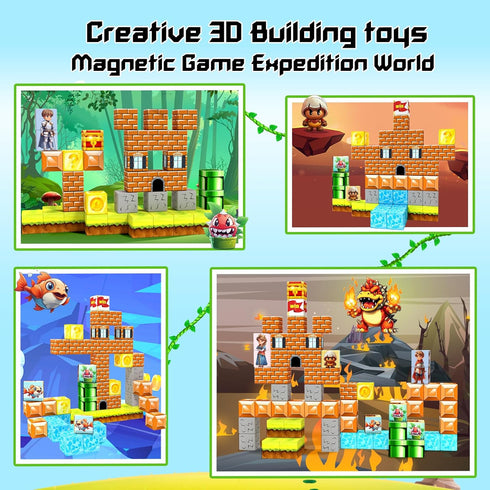 Magnetic Blocks Building Toys - Creative Montessori Sensory Toys for Boys & Girls Ages 3-8, Fun Gift