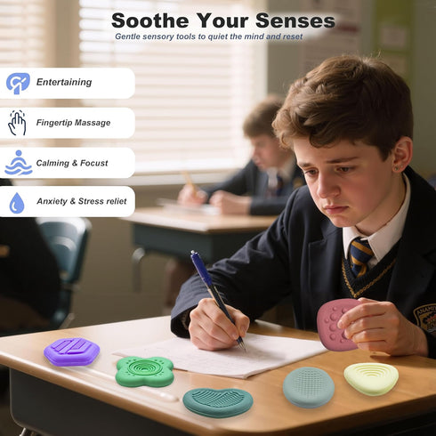 6Pcs Fidget Toys Sensory Worry Stones for Kids Calming with Autism Texture Sensory Toys Anxiety Relief Fidgets