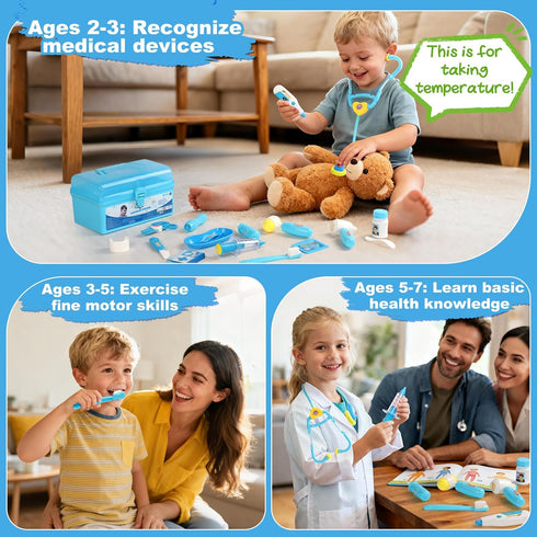 3-5 2 3 4 5 Set 2 3 4 5 6 Fajiabao Doctor Kit for Toddlers Dress Up Toys for Year Old Girls Pretend Play Kids Doctor