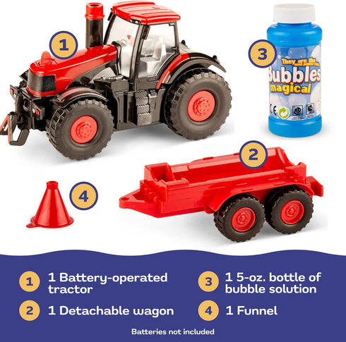 Prextex Bump & Go Bubble Blowing Farm Tractor Toy Truck with Lights and Sounds - Kids Tractor Toys for 2 to 3+ Years