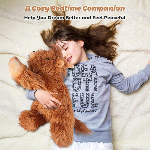 22" 4.5 lbs 2-in-1 & Large Laying Highland Cow Plush, Weighted Stuffed Animals for Adults and Kids, Cow Plushies
