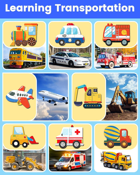 Benresive 8 Pack Wooden Toddler Puzzles - Montessori Toys for 1, 2, 3 Year Old Boys - Birthday Gifts, Learning