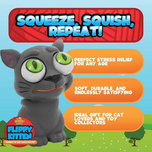 IPIDIPI TOYS Flippy Kitten Squishy Eye Popping Cat - Stress Relief Fidget Toy for Kids and Adults