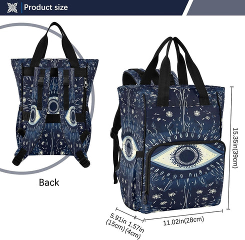 YANENDIE Backpack, Backpack Backpack Blue Evil Eye Diaper Bag Unisex Travel Baby Diaper Bags with Stroller Straps