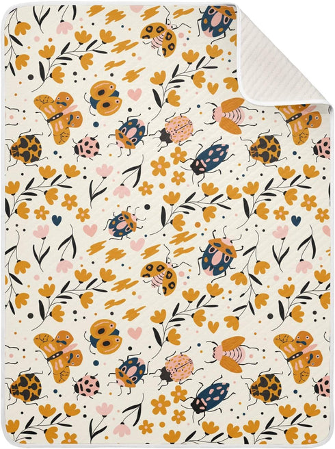 KICPOAY Insects Bugs Beetles Cute Baby Swaddle Blanket for Boys Girls, Butterfly Ladybug