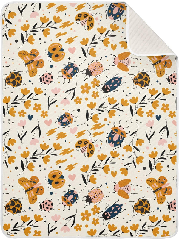 KICPOAY Insects Bugs Beetles Cute Baby Swaddle Blanket for Boys Girls, Butterfly Ladybug