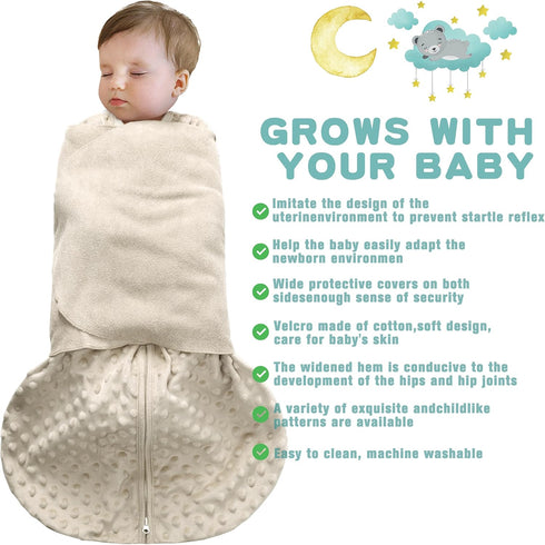 Swaddle,0-12 Months,3-Way 3-6 BSTOPPT Newborn Sleep Sack Baby Adjustable Wearable Blanket,Swaddling Sleeping Bag (Beige
