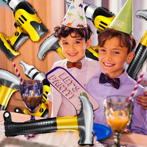 12pcs Hammer Balloons, 17 Inch Inflatable Toys for Construction Party Decorations, Father's Day Party