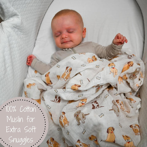 100% 47 47 Inches LollyBanks Baby Blanket, Cotton Muslin Swaddle Blankets for Boys and Girls, Large x Infant Receiving