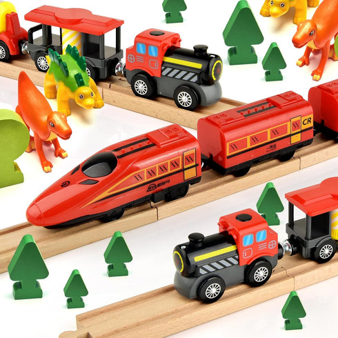 24 6 Inch Set Mototo PCS Wooden Train Track Straight Pieces Wooden Train Track Accessories Wood Railroad Expansion