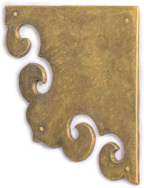 Brass Curled Box Corner Plate – Set of 2, 3.3"