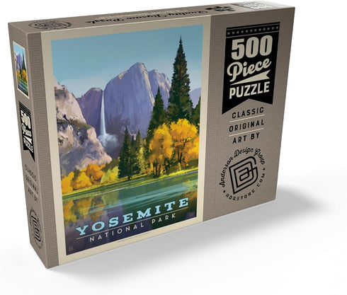 MyPuzzle Yosemite National Park: Golden Vista Vintage Poster - Premium 500 Piece Jigsaw Puzzle for Adults