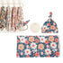 Vibrant Floral Print Newborn Swaddle Blanket Set with Hat and Headband, Cozy