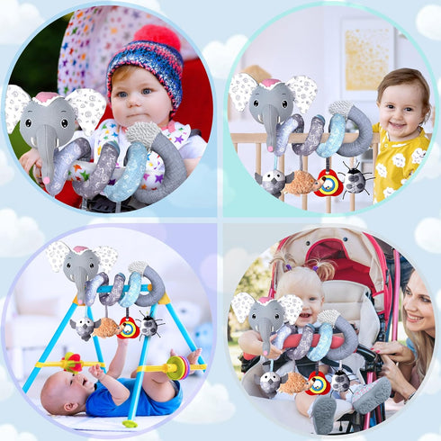 Musical Car Seat Toys for Newborns, Stroller Toys with Rattles & Teether for 0-6 Months Infants