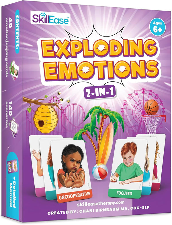 SkillEase Exploding Emotions Flashcards and Game: 2 in 1, Hilarious Family Fun,