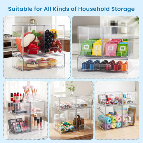 Countertop (2 Small+2 yanyoyo Baby Bottle Storage Organizer - Acrylic Storage Containers, Clear Stackable Drawer Baby