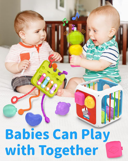 Montessori Toys for 1 Year Old Girls Boys, Baby Sorter Activity Cube, 7-in-1 Developmental Learning Toys