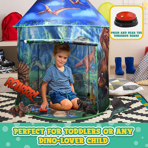 Dinosaur Pop Up Kids’ Play Tent by Toy To Enjoy, Indoor & Outdoor, Includes Remote Controlled Lights & 6 Toys