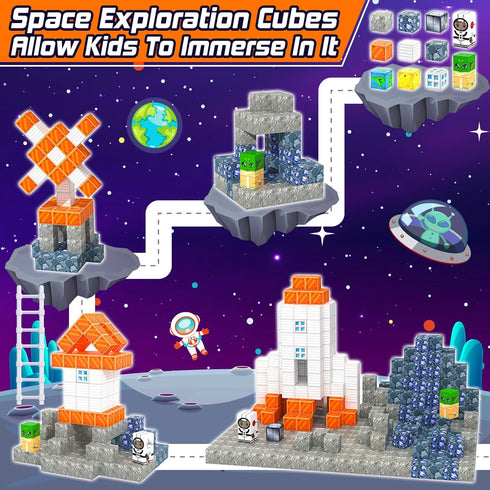 Magnetic Blocks - Build Mine Magnet World Set, Magnetic Tiles Building Toys for Boys & Girls Age 3-7, STEM Toys