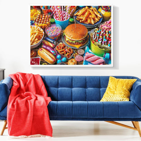 VOLUVOLU 500 500 20.5x15 Piece Puzzle for Adults, Hamburger Jigsaw Puzzles, Youths Favorite Foods Puzzles Pieces