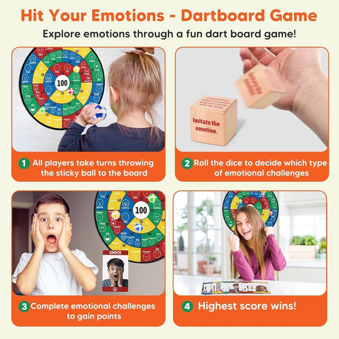 W/56 Garybank Emotional Dart Social Skills Activities for Kids - Emotion Cards, Autism Learning Materials Emotional
