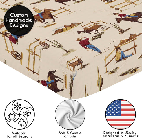 Sweet Jojo Designs Fitted Baby Crib Sheets, Western Cowboy, Standard Size, Boys, Infant Nursery