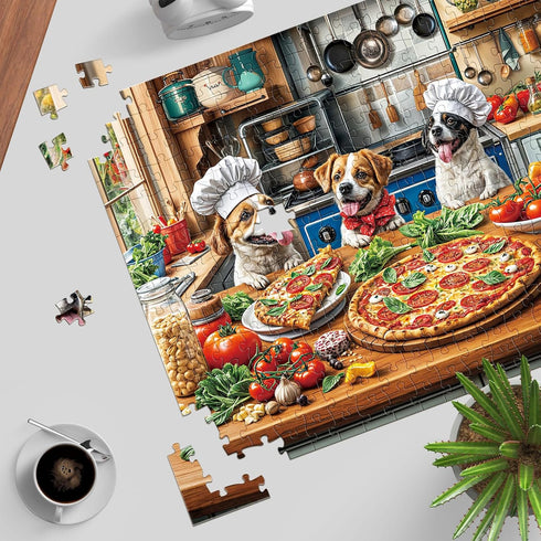 1000 Funny Dog Pizza Jigsaw Puzzle, Piece Puzzle for Adults, Food Kitchen Puzzles, Animal Pet Lover Challenging