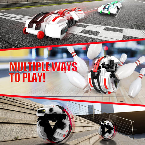 BAZADER RC Cars with LED Lights, Remote Control Snake 360° Roll Toys, Birthday Gift for Kids Age 7-11+, 2 Batteries