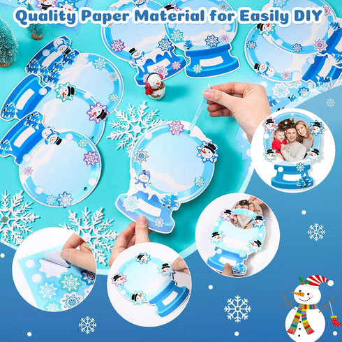 24 Sets Dianelhall Winter Picture Frame Craft Kit Christmas Winter Photo Crafts Snow Globe Picture Frames Gift
