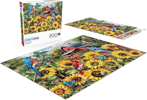Buffalo Games - Tom Wood - 500 Piece Jigsaw Puzzle for Adults - Sunflower Friends - Perfect for Game Nights