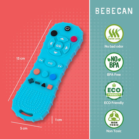 3-24 BEBECAN Silicone Remote Teething Toy for Baby Safe Rubber Remote Chew Toy for Baby Months, TV Remote Baby Toy