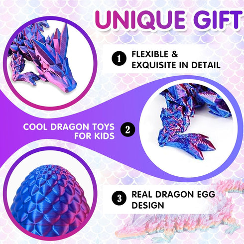 Apear1 24PCS 3D Printed Dragon Eggs with Dragon Inside, Mini Animals Party Favors for Kids, Flexible Articulated