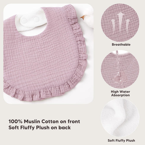8 Pack Bearmoss Muslin Baby Bibs for Drooling and Teething, Soft Bibs for Girls, Boys, Newborn
