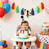 1st Colourful Rainbow Dot High Chair Banner Conical Cap Primary Colors Cake Topper for Boys Girls Birthday Party