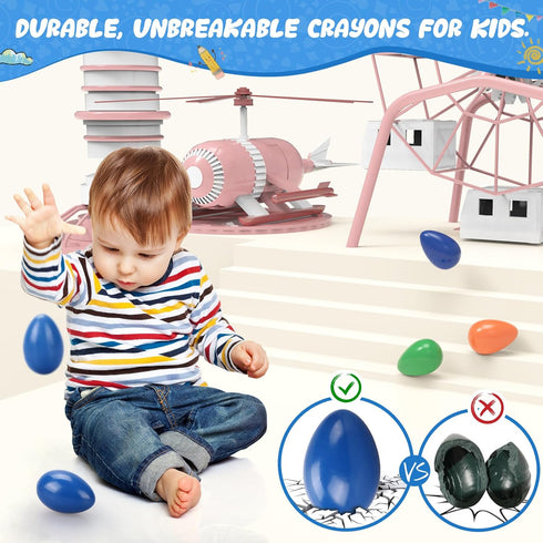 Tencoz 9 3+, Colors Easter Egg Crayons for Kids, Easy Grip Palm-Grasp Washable Drawing Tools, Easter Basket Stuffers